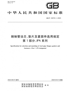 鋼制管法蘭、墊片及緊固件選用規(guī)定 第1部分：PN系列國標(biāo)/T 43079.1-2023